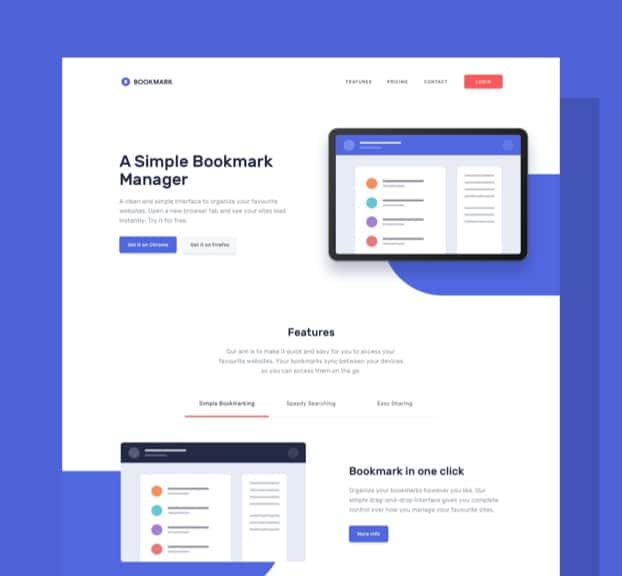 Bookmark landing page