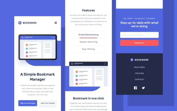 Bookmark landing page